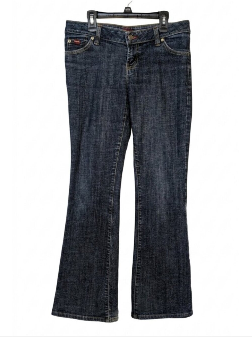 Vintage Dish Denim Y2K Flare Jeans Dark Wash Low Rise Stretch Womens Size 29